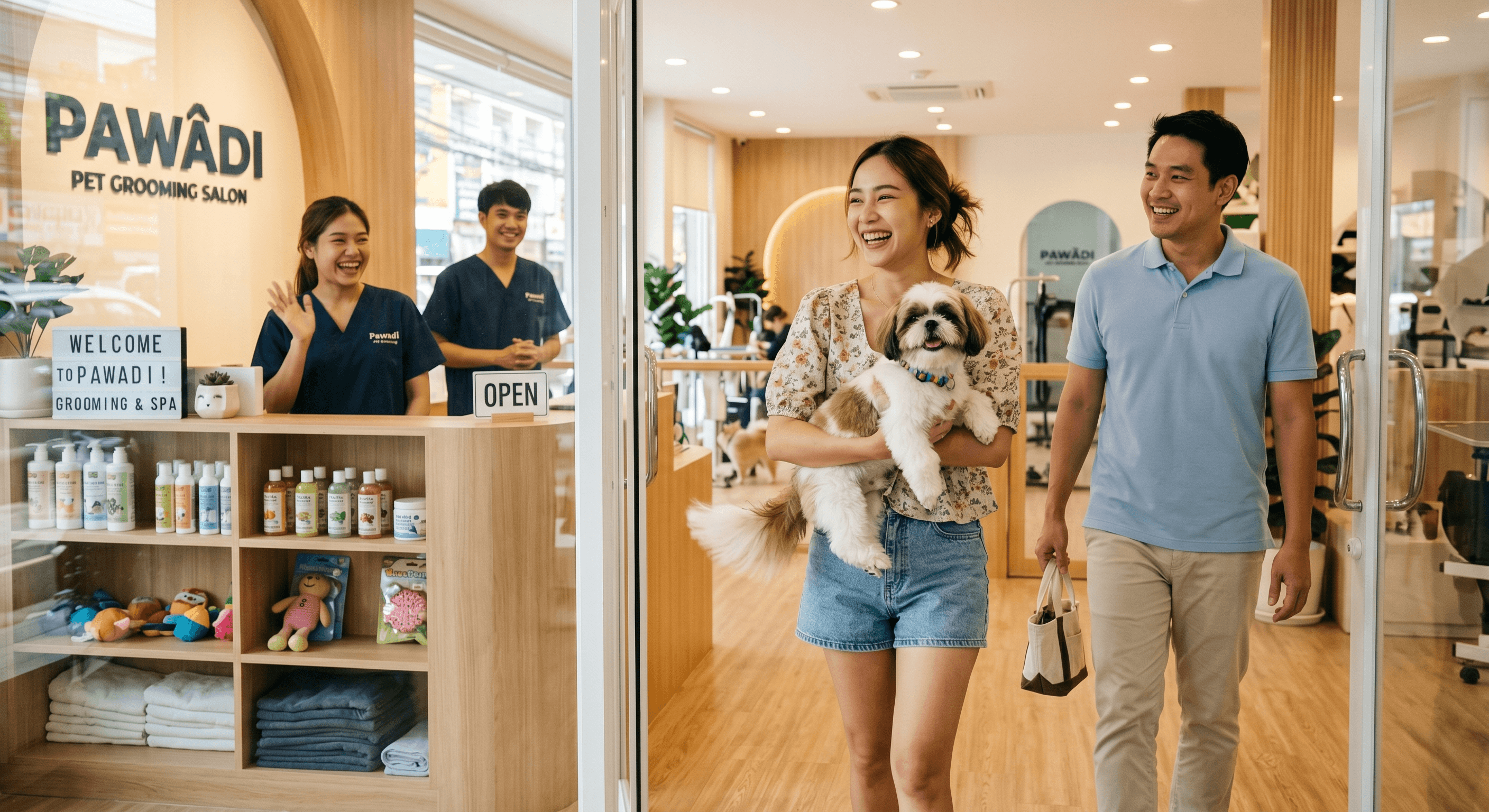 Customer arriving at salon